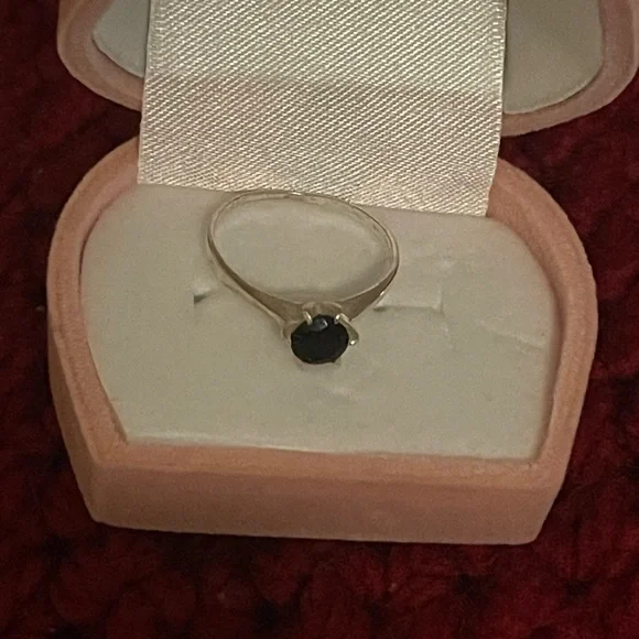 Beautiful Silver Genuine Sapphire Ring - Picture 3 of 5